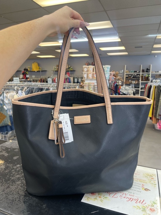 Coach Handbags - Coach Black Tote with Tan Trim and Straps